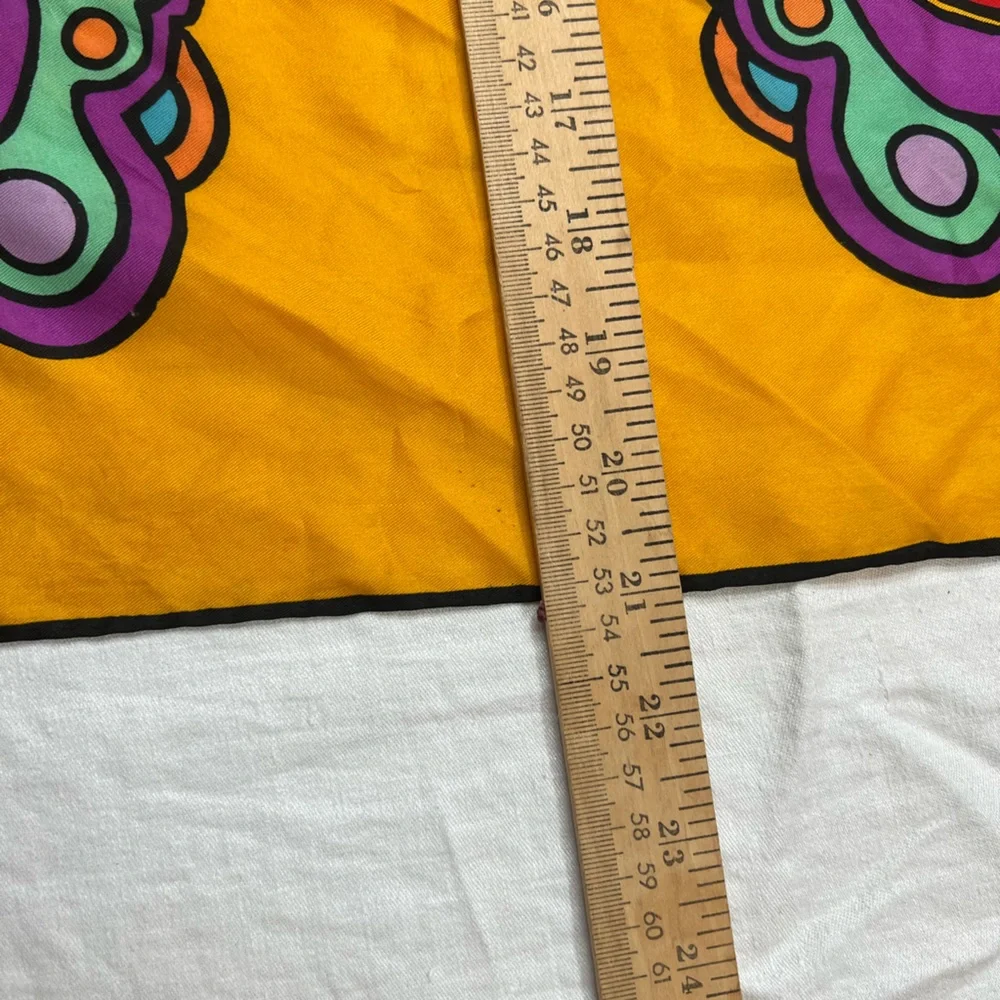 Peter Max Scarf Vintage 1970s Butterfly Psychedelic Vivid Color Gold Silk? - Picture 8 of 15